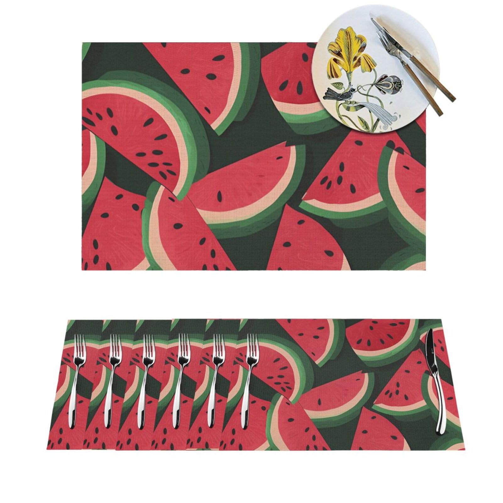Set de table cuisine lavable motif pastèque pour repas terrasse et salle à manger