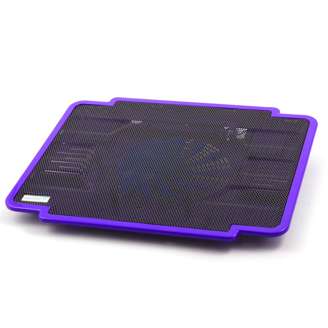 Generic Metal Mesh Notebook LED Light Radiator Cooling Pad Purple w Cooling Fans for 14 Inch PC