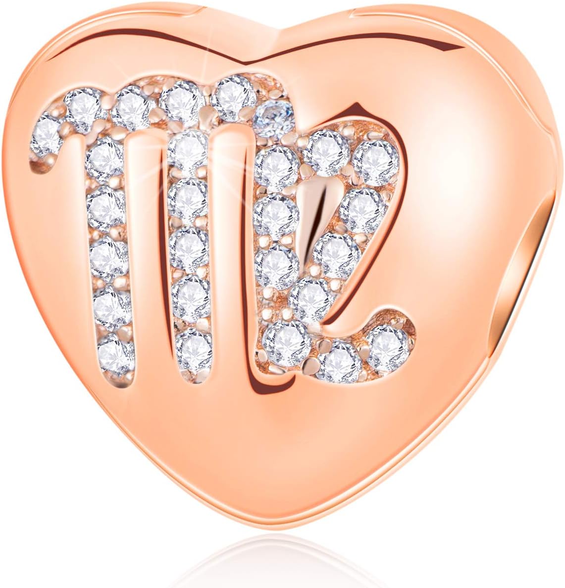EMOSTAR Rose Gold Heart-Shaped Reflexions Zodiac Sign Clip Charms fits European Women Bracelet, 925 Sterling Silver Lock Stopper Beads, 12 Constellation Clips with CZ, Gifts for Birthday/Christmas
