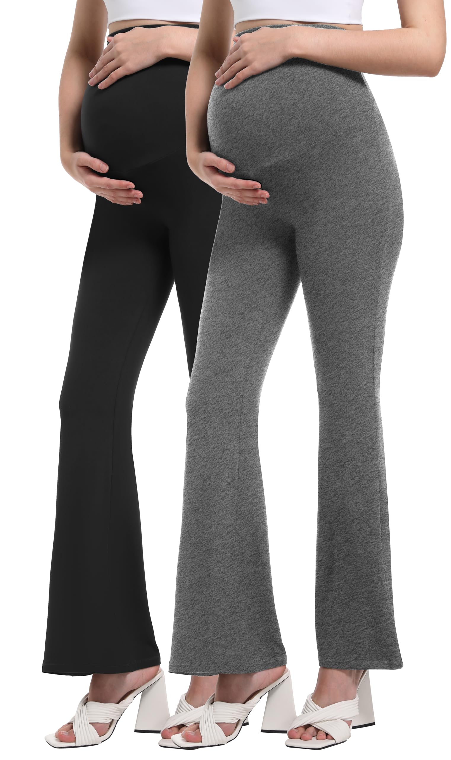 Leggings da donna per gravidanza, per maternità, yoga, opachi, elasticizzati sulla pancia, pantaloni premaman