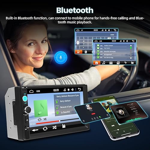 Miniatura 5 de NHOPEEW Estéreo Bluetooth de doble DIN para coche, pantalla táctil de 7 pulgadas, enlace de espejo para Android, iOS, EQ AudioRadio FMControl del