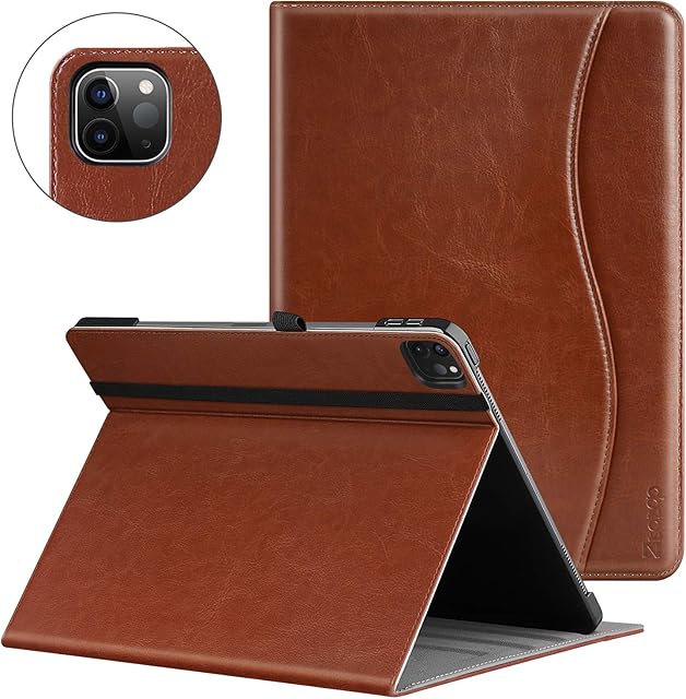 ZtotopCase for New iPad Pro 12.9 Case 2020, Premium Leather Folio Stand Case Smart Cover with Auto Sleep/Wake, Supports iPad Pencil Charging for 2020 iPad Pro 12.9 Inch 4th Generation - Brown