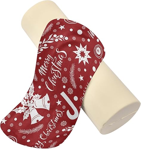Miniatura 4 de Merry Christmas Bell Mistletoes Snowflakes Decorative Bolster Pillow Cervical Neck Roll Pillow Cover Round Pillow Cases for Cylinder Pillow Covers
