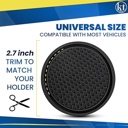 Miniatura 3 de Paquete de 4 posavasos para automóvil, portavasos universales antideslizantes, almohadillas para tazas, accesorios para interiores, color negro