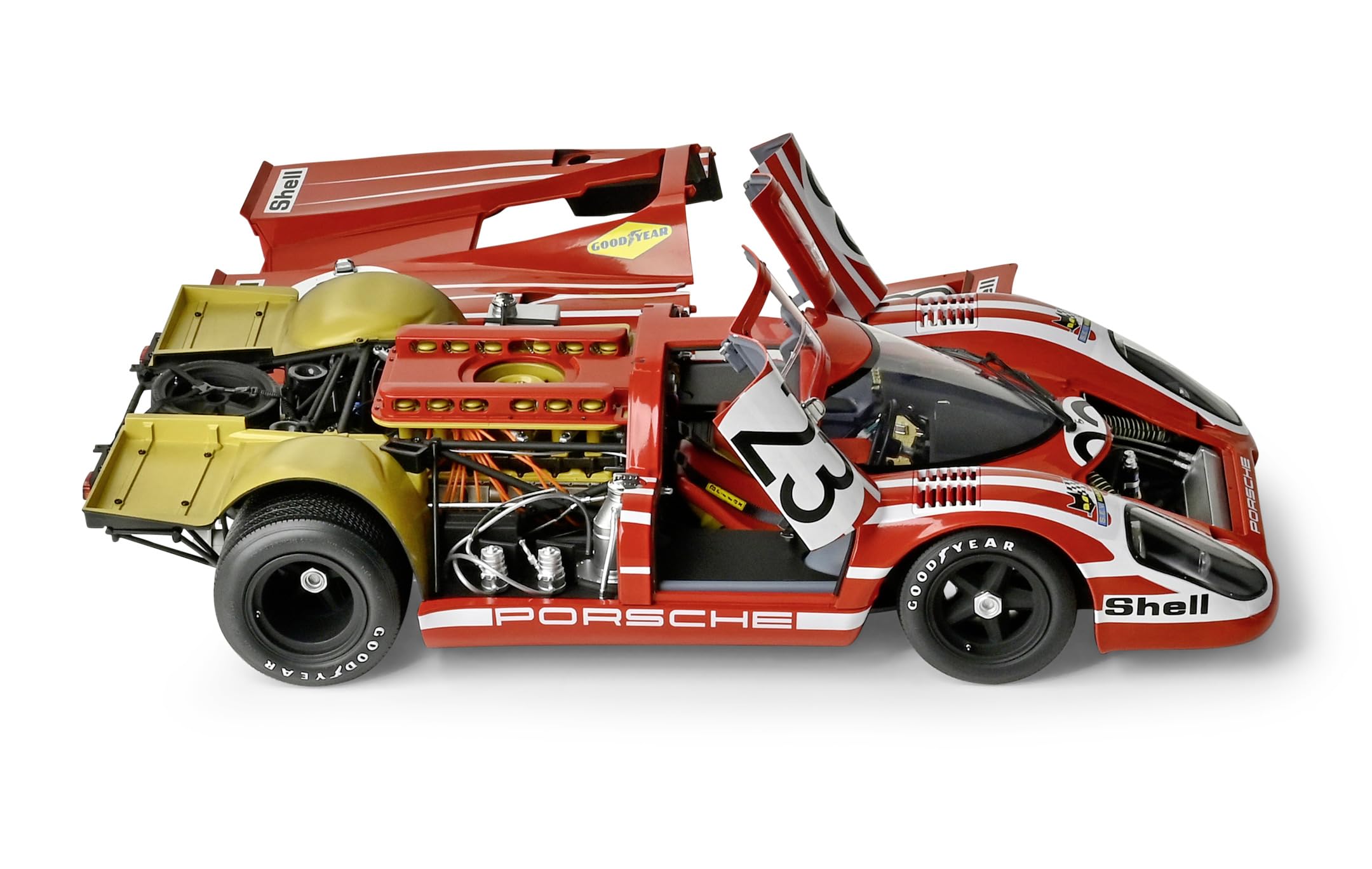 IXO Colecciones 1:8 Porsche 917KH #23 Salzburg - Construcción De Maquetas A Escala, Kit De Maquetas con Función Luz Y Sonido, Piezas Móviles, Carrocería Prepintada Roja