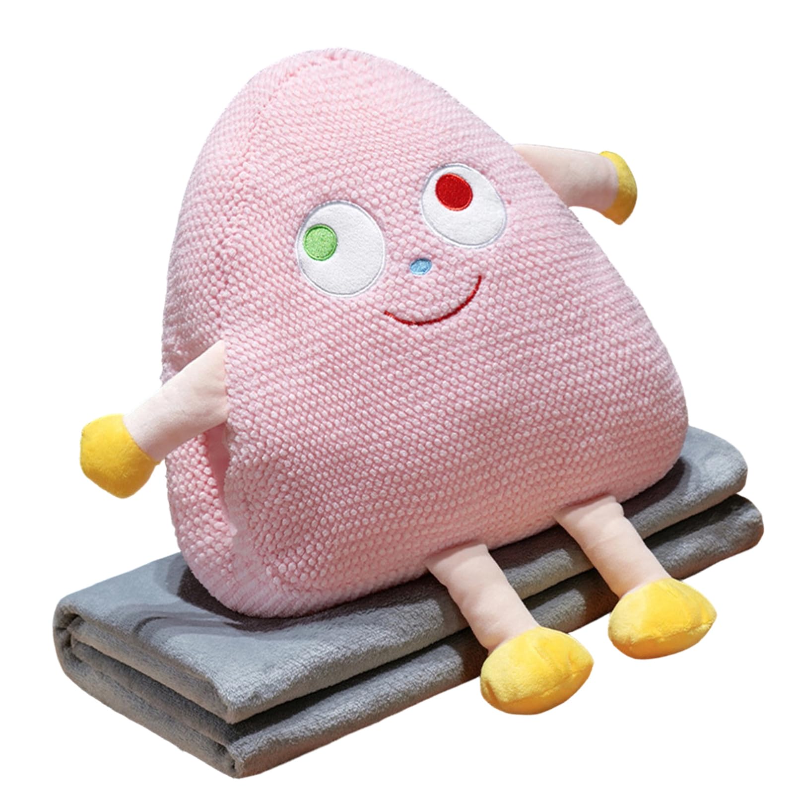 Jazuaiao Cartoon Triangular Plush Pillow with Builts in Washable Blanket and Hand Warmer Design for Napping Home Use Home Pillow with Hand Warmer Design