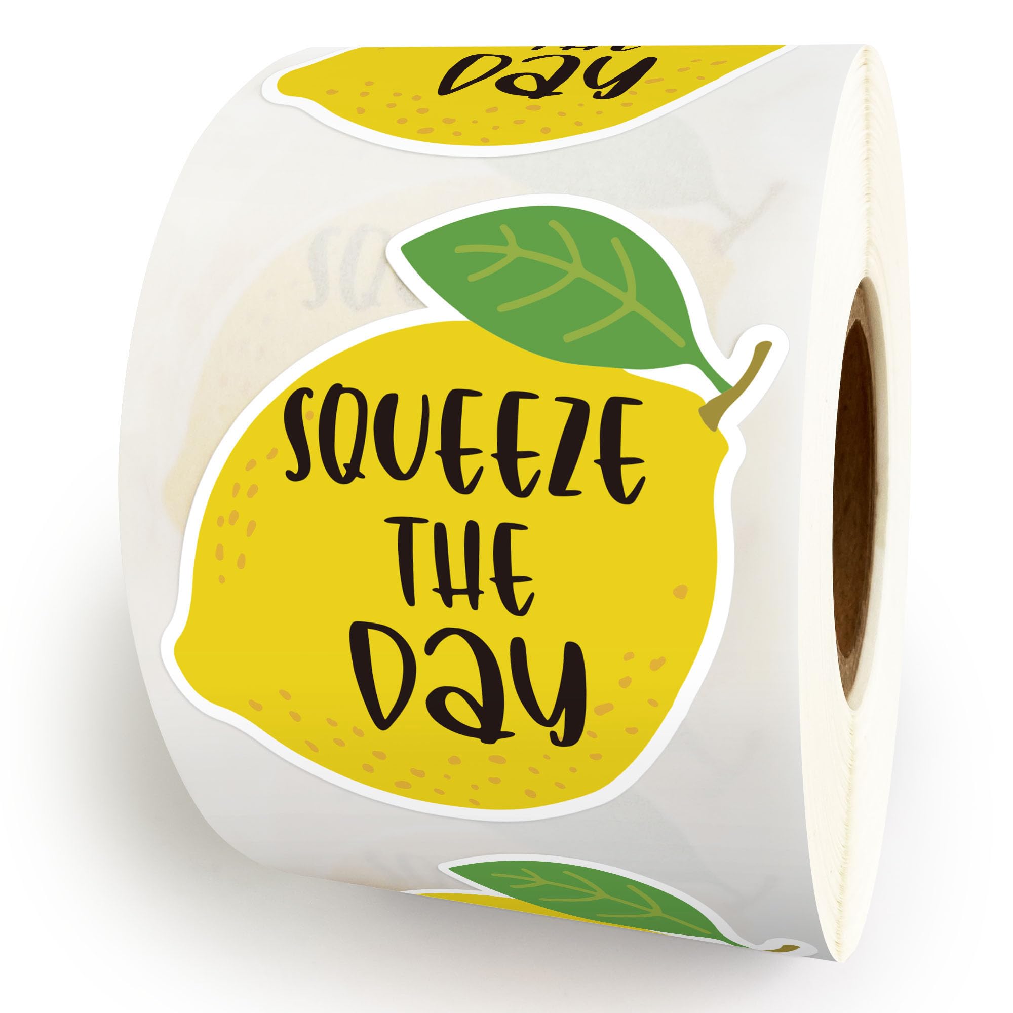 Bttwkco 500pcs Cute Lemon Stickers Roll, Lemonade Stickers for Cups, Lemon Party Supplies Squeeze The Day, Handmade Just for You, Happy Mail