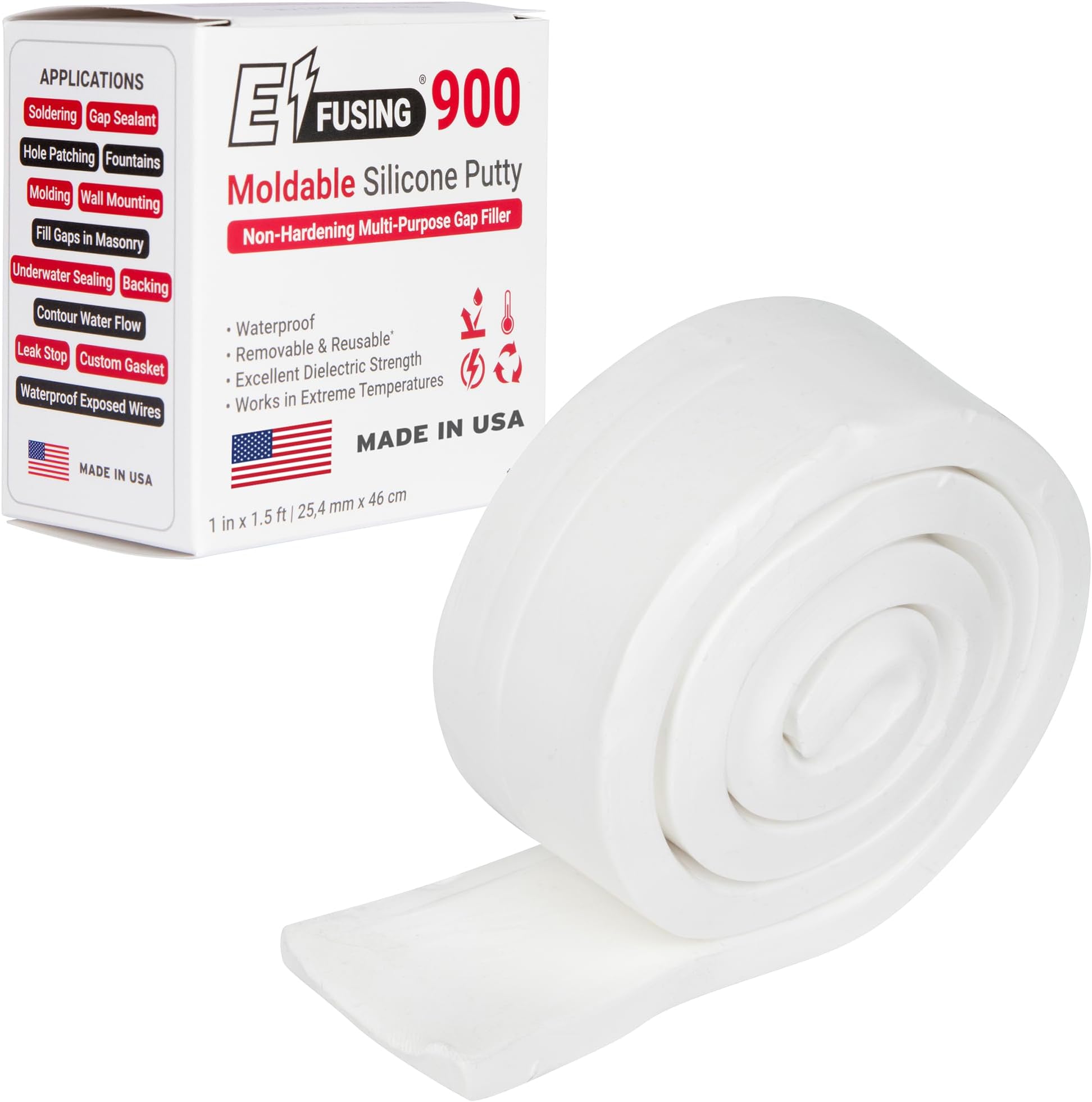 900 Moldable Silicone Putty - White Rectangular Shape