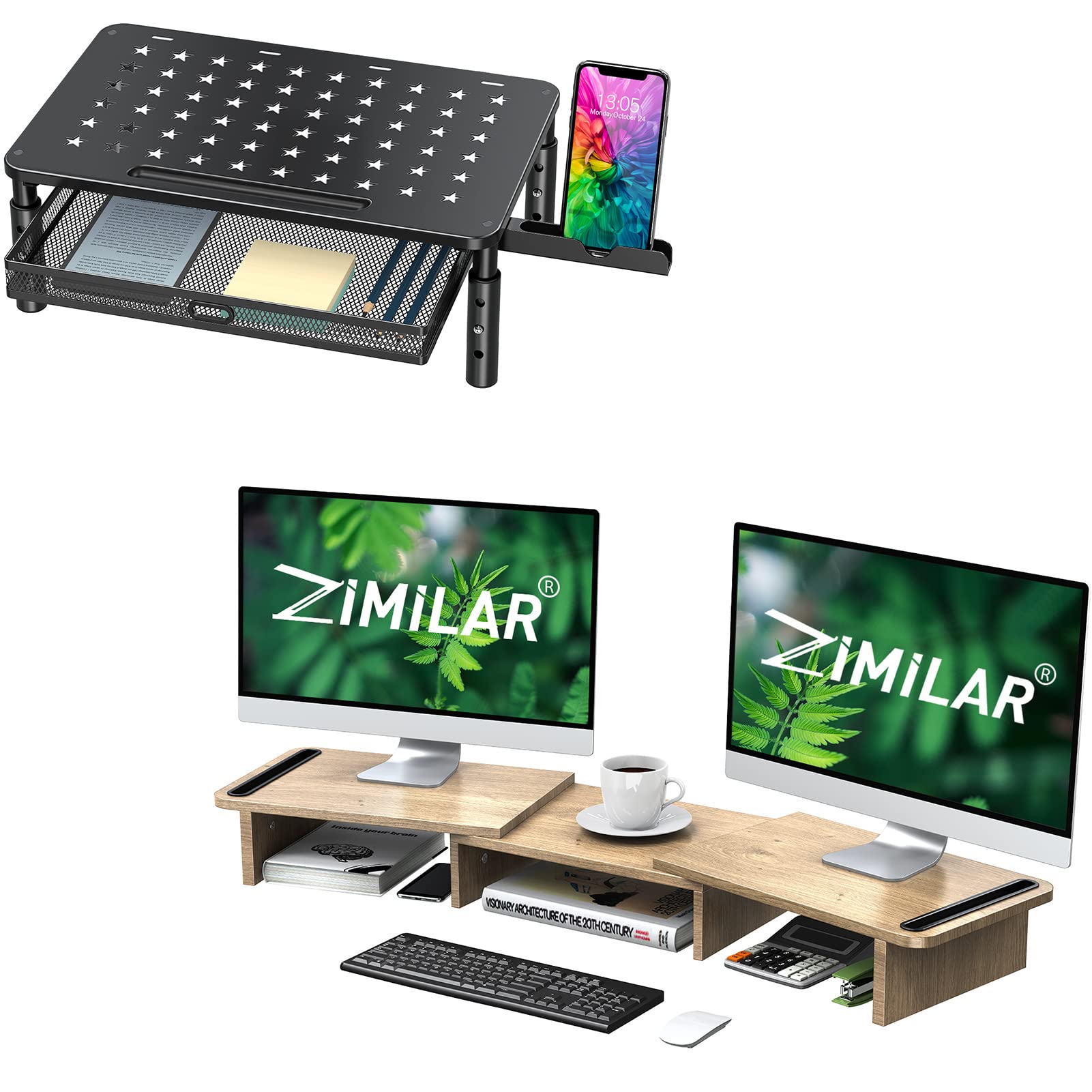 Amazon.com: Zimilar Monitor Stand Riser with Metal Mesh Drawer, Height ...