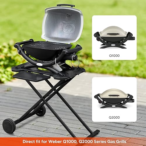 Miniatura 3 de Stanbroil Carrito de parrilla portátil para parrillas de gas Weber Q Series, soporte de parrilla resistente mejorado para Weber Q1000, Q1200, Q1400,