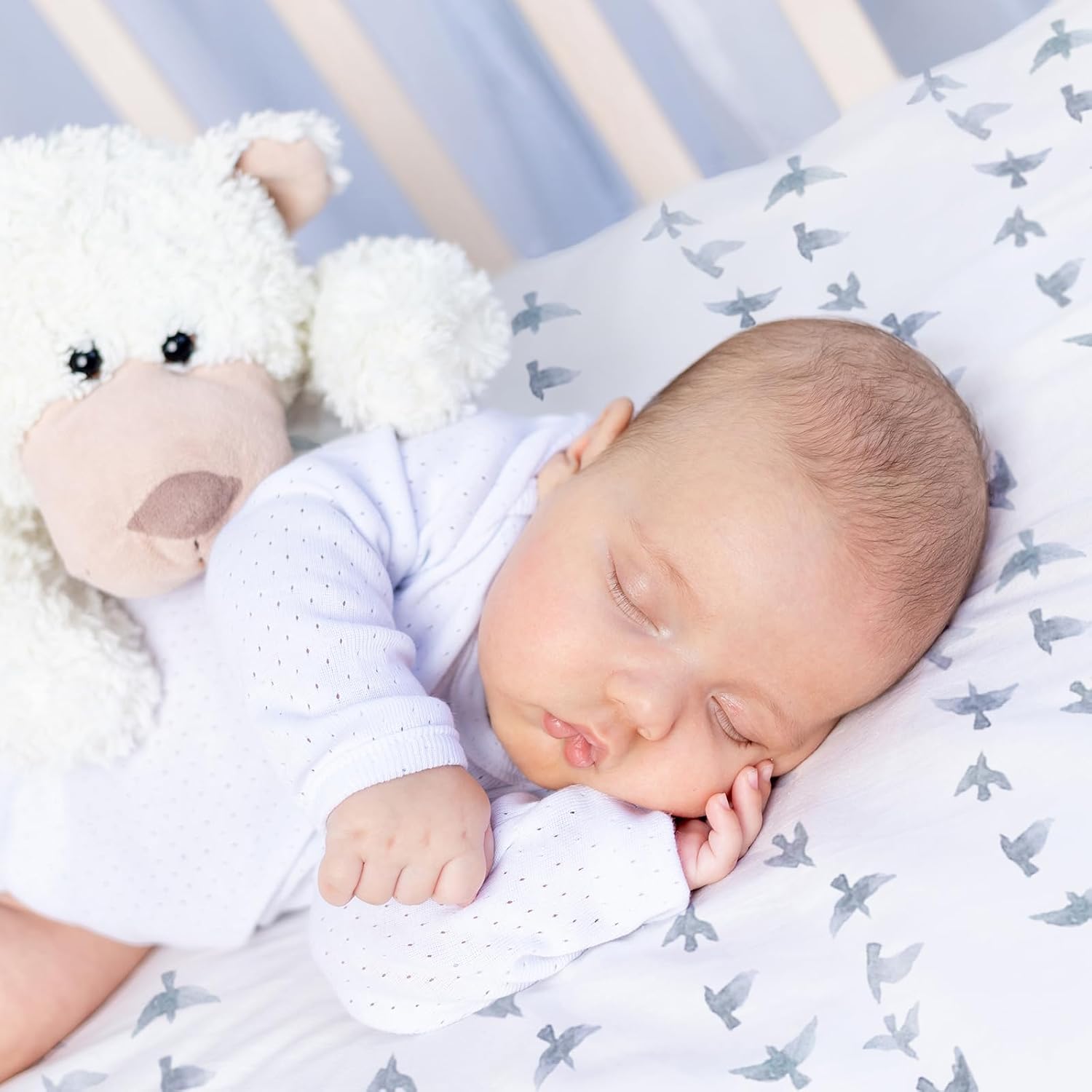 Gllquen Baby Bassinet Sheets 4 Pack, Breathable Cozy Fitted Mattress Sheet, Elastic Travel Crib Fashionable Pattern, Standard Cradle Safe Sheets for Babys Boy Girls 32"x16" (Pigeon) - Image 2