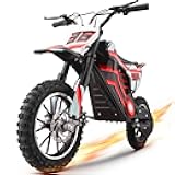 HOVER HEART Electric Dirt Bike for Adults, Hoverhearts Electric Dirt Bike for Teens 13-16, Mini Dirts Bike Motorcycle, Ebikes for Adult, E Dirts Bikes, Dirtbike, E-Bike Max Load 165 Lbs (RED)
