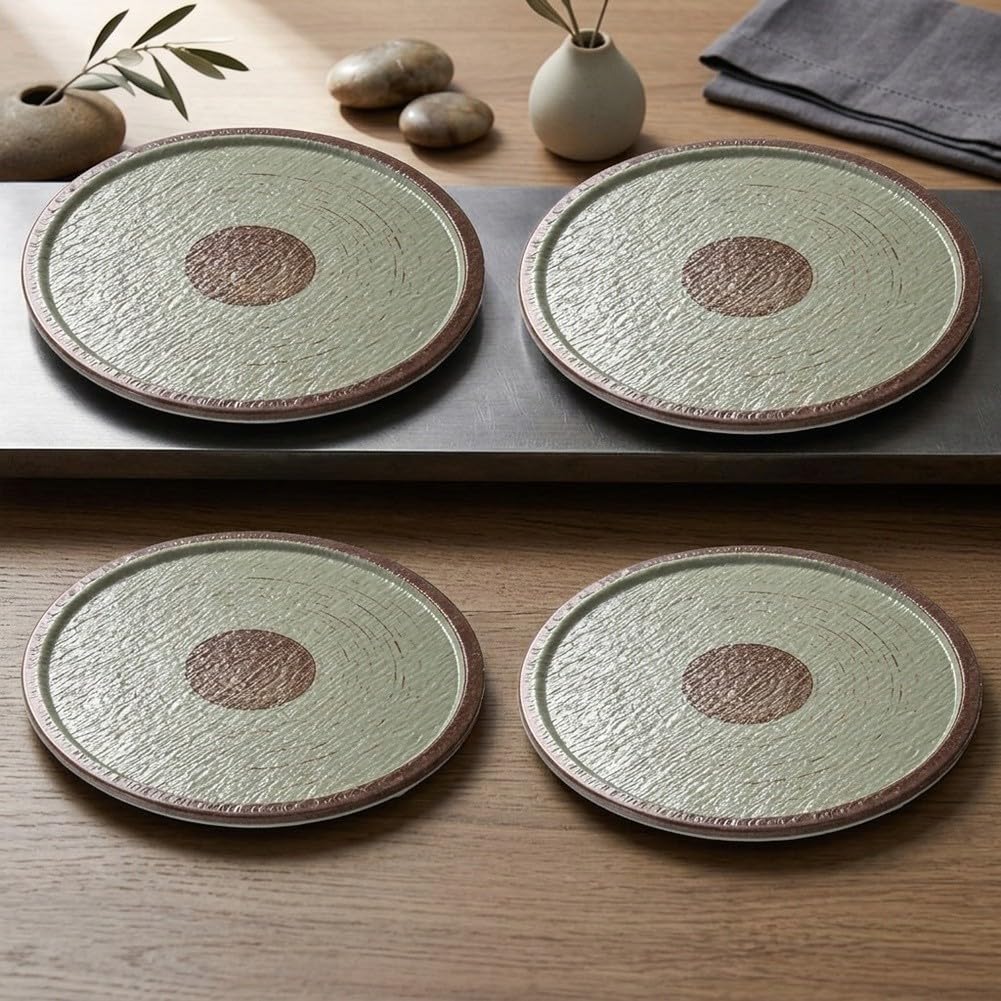 Assiettes Rondes Mélamine Vert Anti-Dérapant Assiettes Rondes