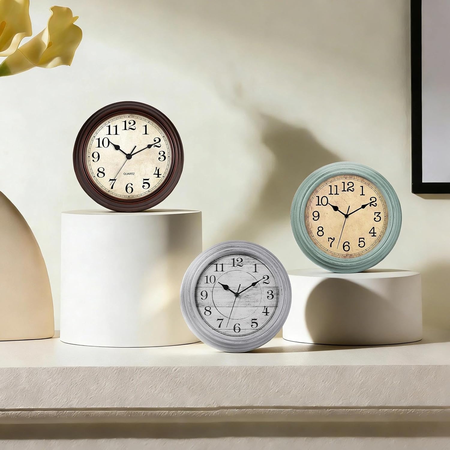 HYLANDA Wall Clock, 12 Inch Kitchen Decorative Wall Clock, Silent Wall Cocks Battery Operated Non Ticking with Large Numbers Easy to Read for Home Bathroom Office(Grey)