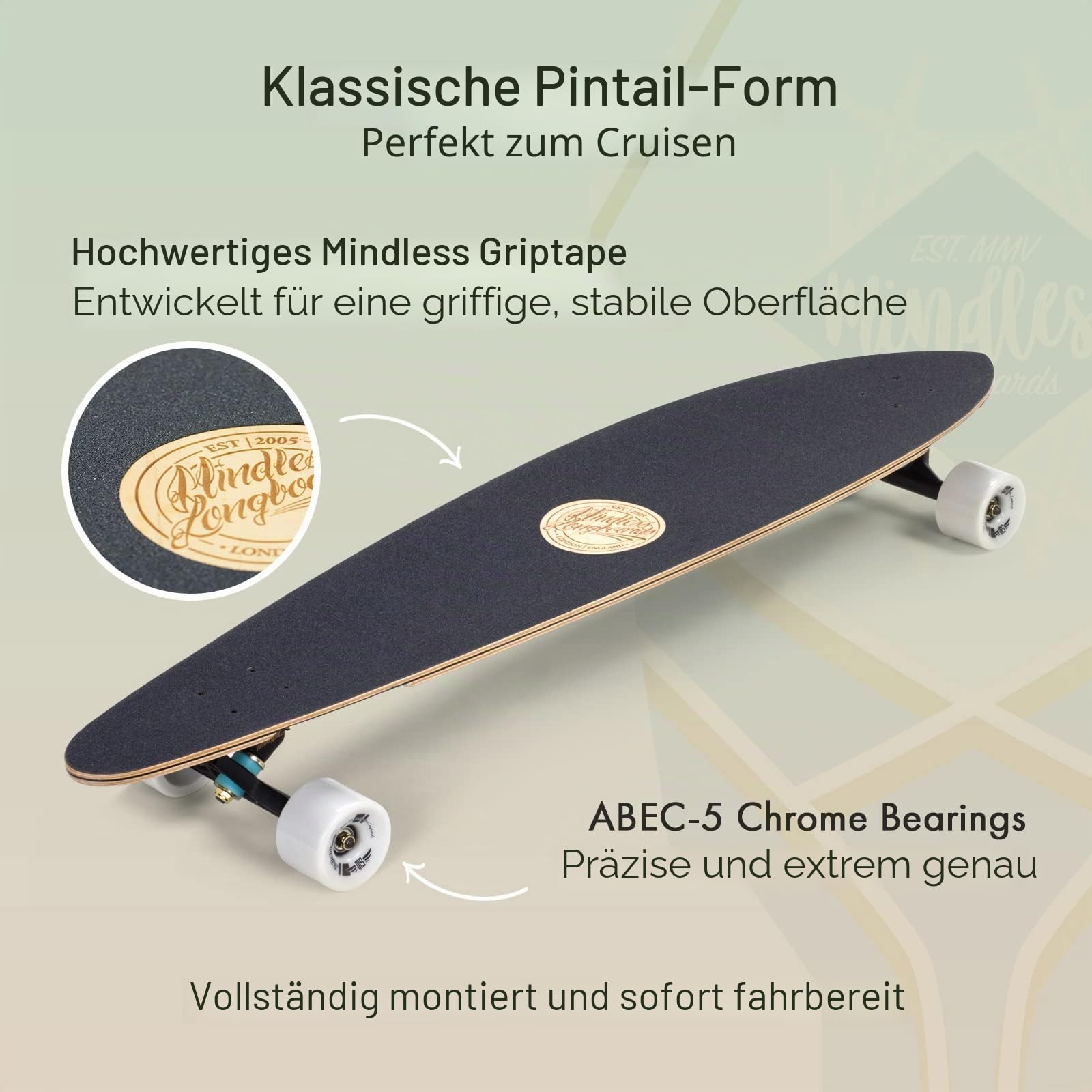 Mindless Longboards Core Pintail für Erwachsene, Unisex, Rot (Red Gum), 24 cm