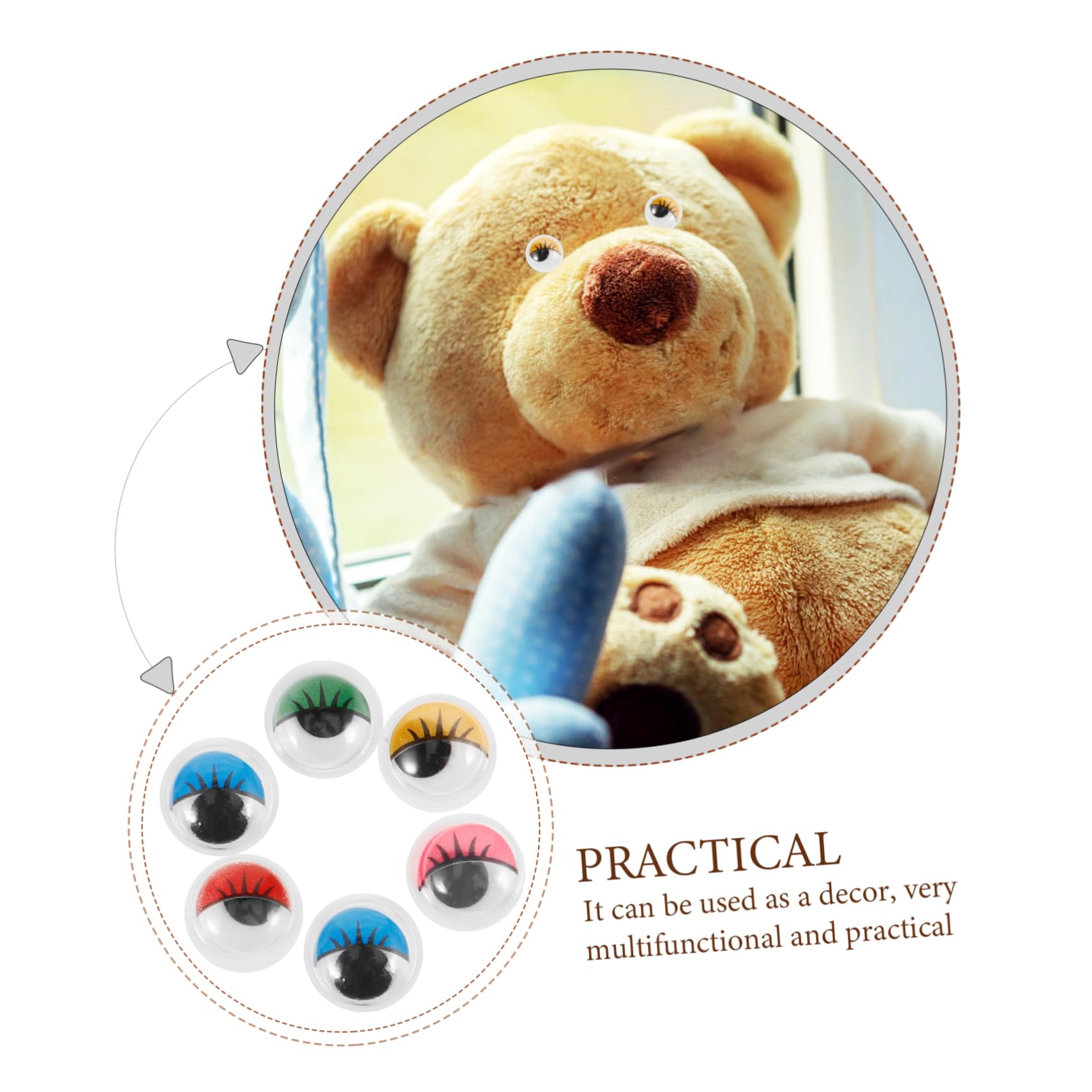 Angoily Plastic Wiggle Eyes 200pcs DIY Craft Eyes Supplies Easy to Apply Adhesive Backing Fun for Boys and Girls Crafts