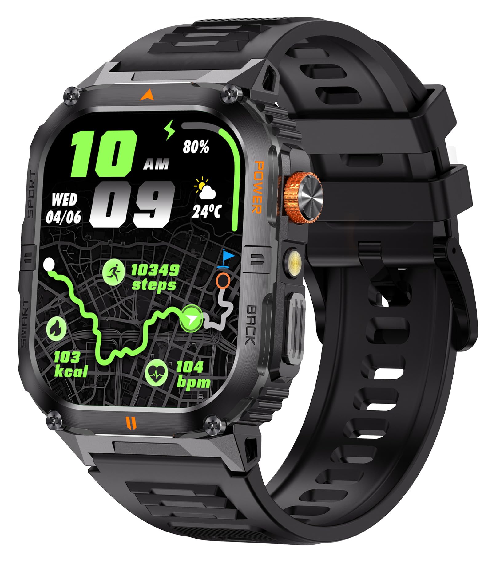 GPS Outdoor Smartwatch for Men Military Sports Watch Bluetooth Calling IP68 Waterproof Heart Rate Blood Pressure Monitor Sleep Tracking Fitness Activity Tracker with Step/Calorie/Distance Tracking-image-27