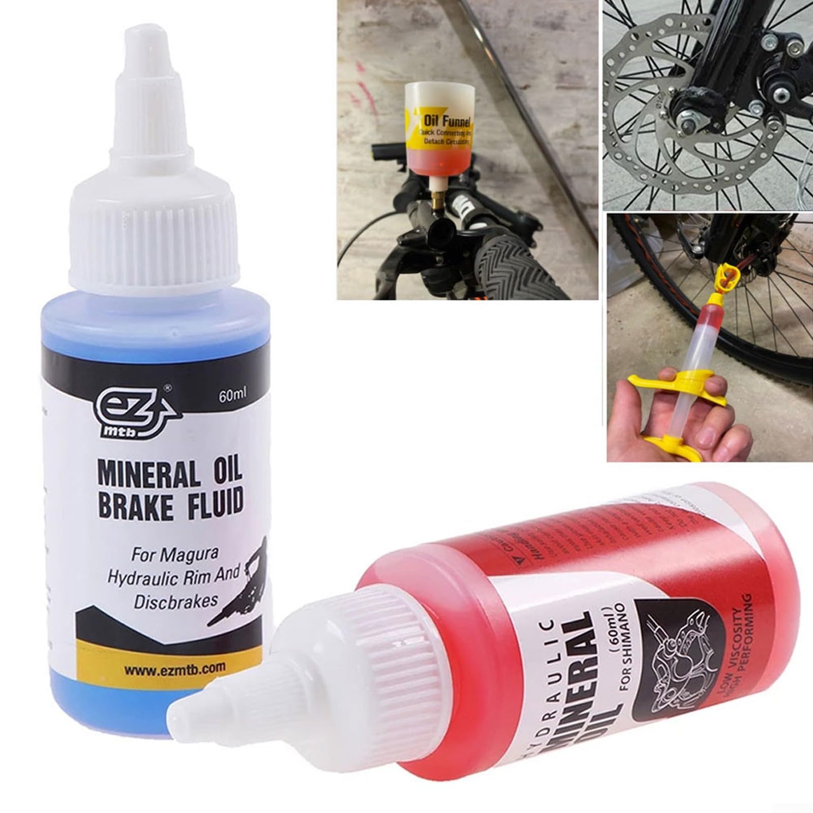 Gdfnmogo EZMTB hydrauliczny płyn hamulcowy do roweru, 60 ml, olej mineralny i DOT 5.1 do hamulców tarczowych MTB, do Tektro, Nutt i Avid, niebieski olej mineralny