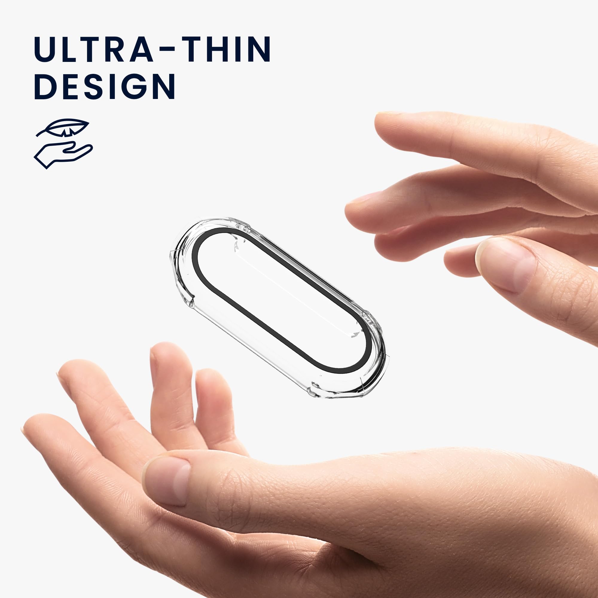 kwmobile 2 Cover with Screen Protector for Xiaomi Mi Band 8 Case - Tempered Glass with Plastic Frame Covers - Transparent - Image 4