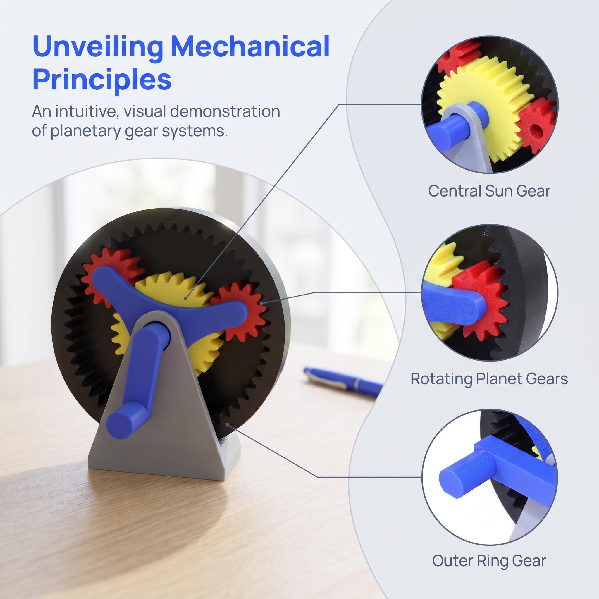 Model przekładni planetarnej, zestaw narzędzi mechanicznych DIY, zestaw demonstracyjny przekładni planetarnej z nadrukiem 3D, do nauczania nauk mechanicznych