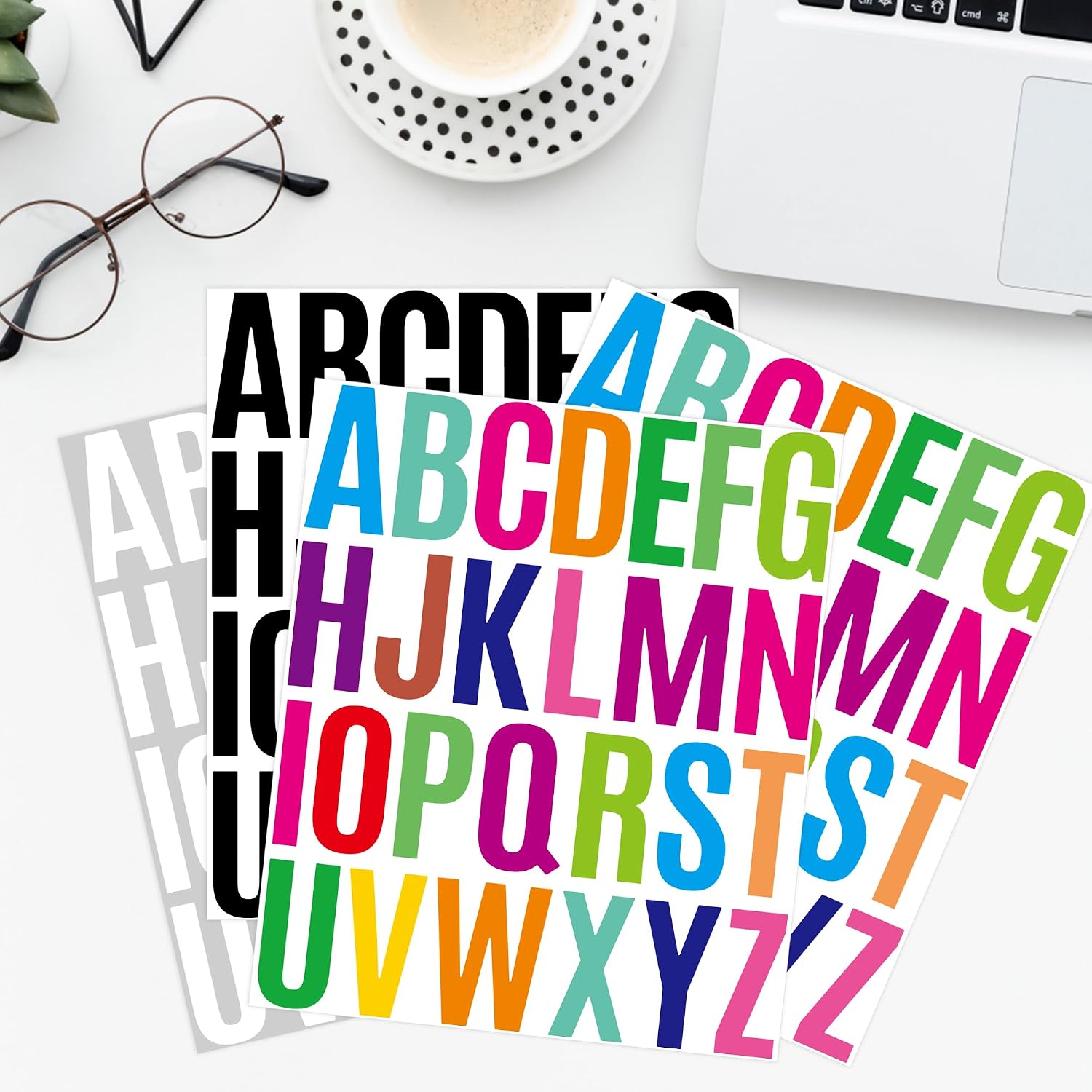 390Pcs Letter Stickers 15 Sheets 2 Inch Alphabet Stickers,Multicolor