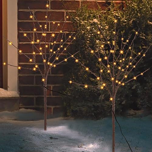 Miniatura 9 de Ramas de árbol de Halloween iluminadas, rama negra artificial de 30 pulgadas con 100 luces LED de hadas naranjas, temporizador integrado y funciona