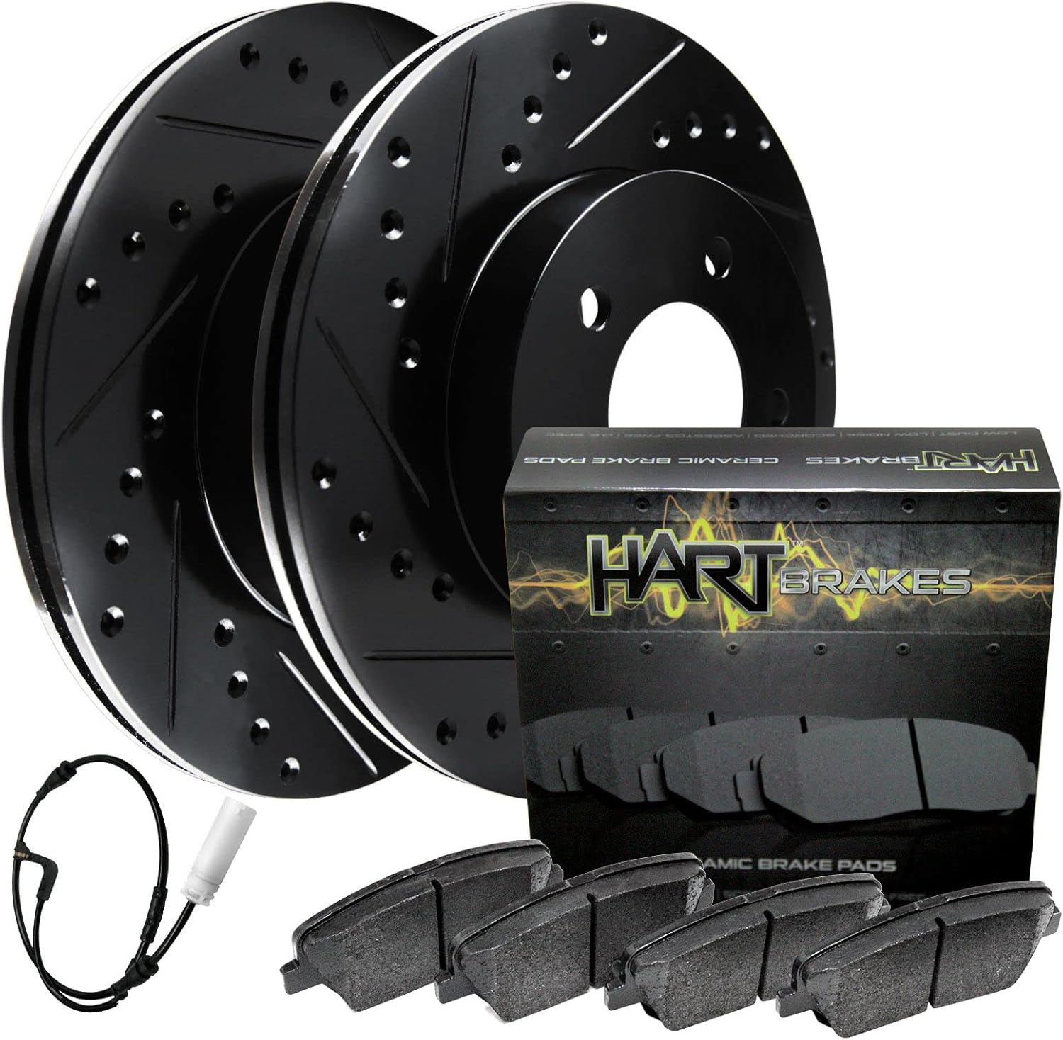 Hart Brakes Rear Brake Kit For 2015-2019 Hyundai Sonata; 2014-2016 Kia Cadenza; 2016-2020 Kia Optima| Blank Brake Rotors| Ceramic Brake Pads and Rotors Kit