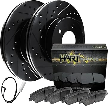 Hart Brakes Rear Brakes and Rotors Kit |Rear Brake Pads| Brake Rotors and Pads| Ceramic Brake Pads and Rotors - BHCR.34162.02