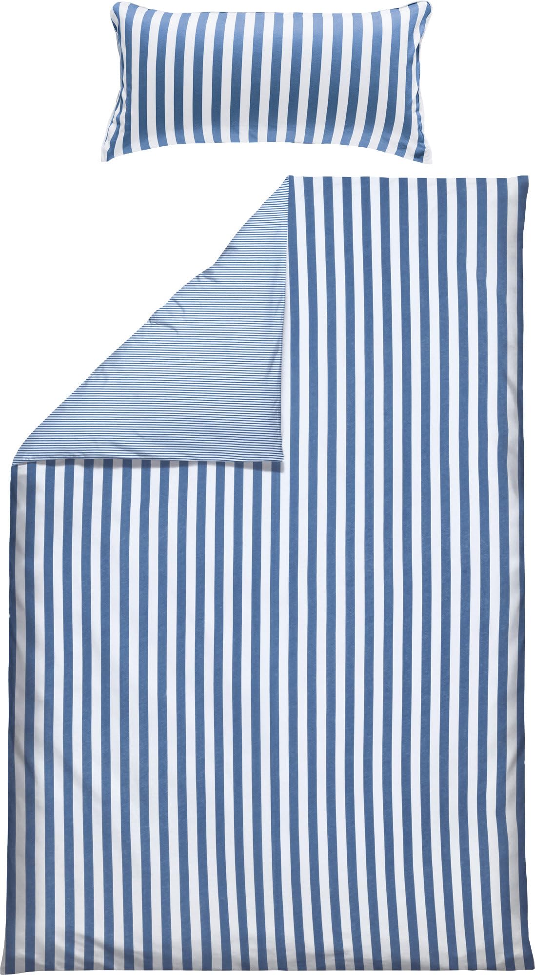 Erwin Müller Wendebettwäsche Mako-Satin blau-weiß Größe 1x 135x200 cm + 1x 40x80 cm