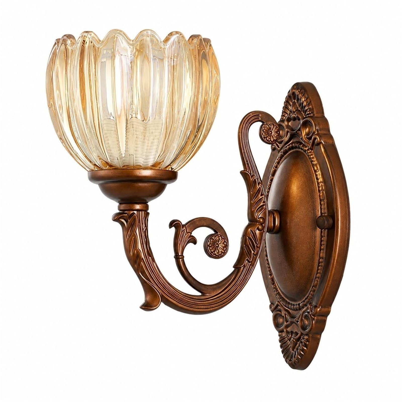 LUOYAOB Vintage Wall Sconce Wall Light with Iron Frame Glass Shade 5.12 Inch Round Design E26 E27 Bulb Indoor Wall Lighting for Bedroom Living Room Dining Room Hallway Entryway Parlor
