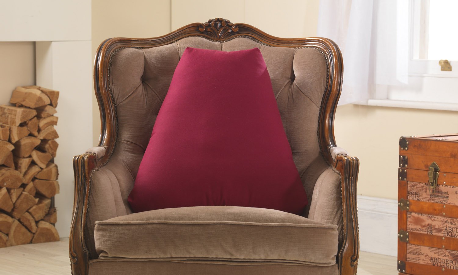 Lancashire Textiles Burgundy Luxury Magnetic Pain Relief Orthopaedic Lumbar Back Support Cushion Pillow