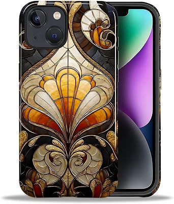 Case for iPhone 14 Plus, PC Hard Shell & Silicone Inner Bumper, Anti-Scratch Full-Body Cover Shockproof Slim Design -Black Gold Luxurious