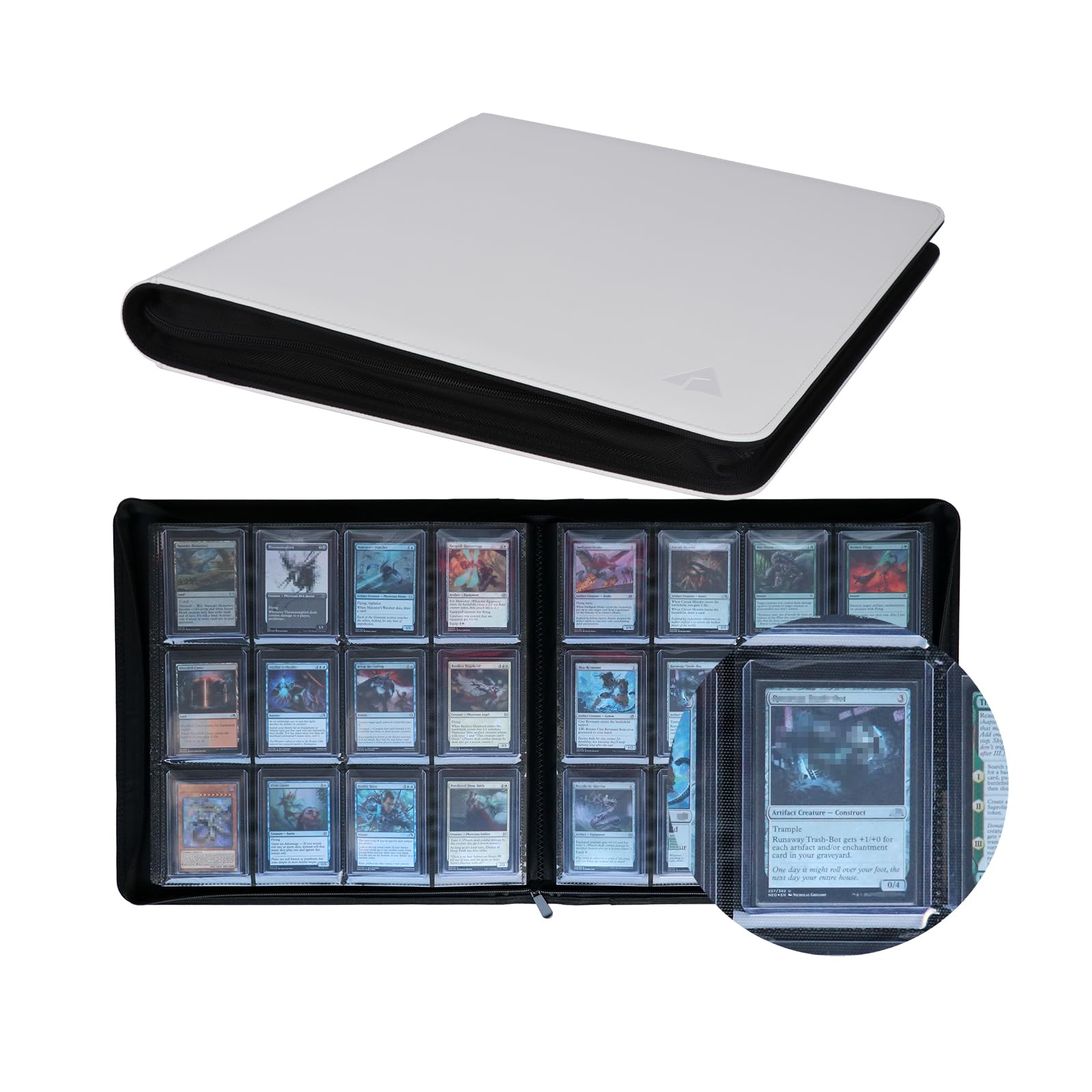 Rayvol 12-Pocket Top loader Binder, Holds 432 Top loaders 12 Pocket Top Loader Card Storage Case, 400 + Ringless Double-Sided Pockets for Cards in 3 x