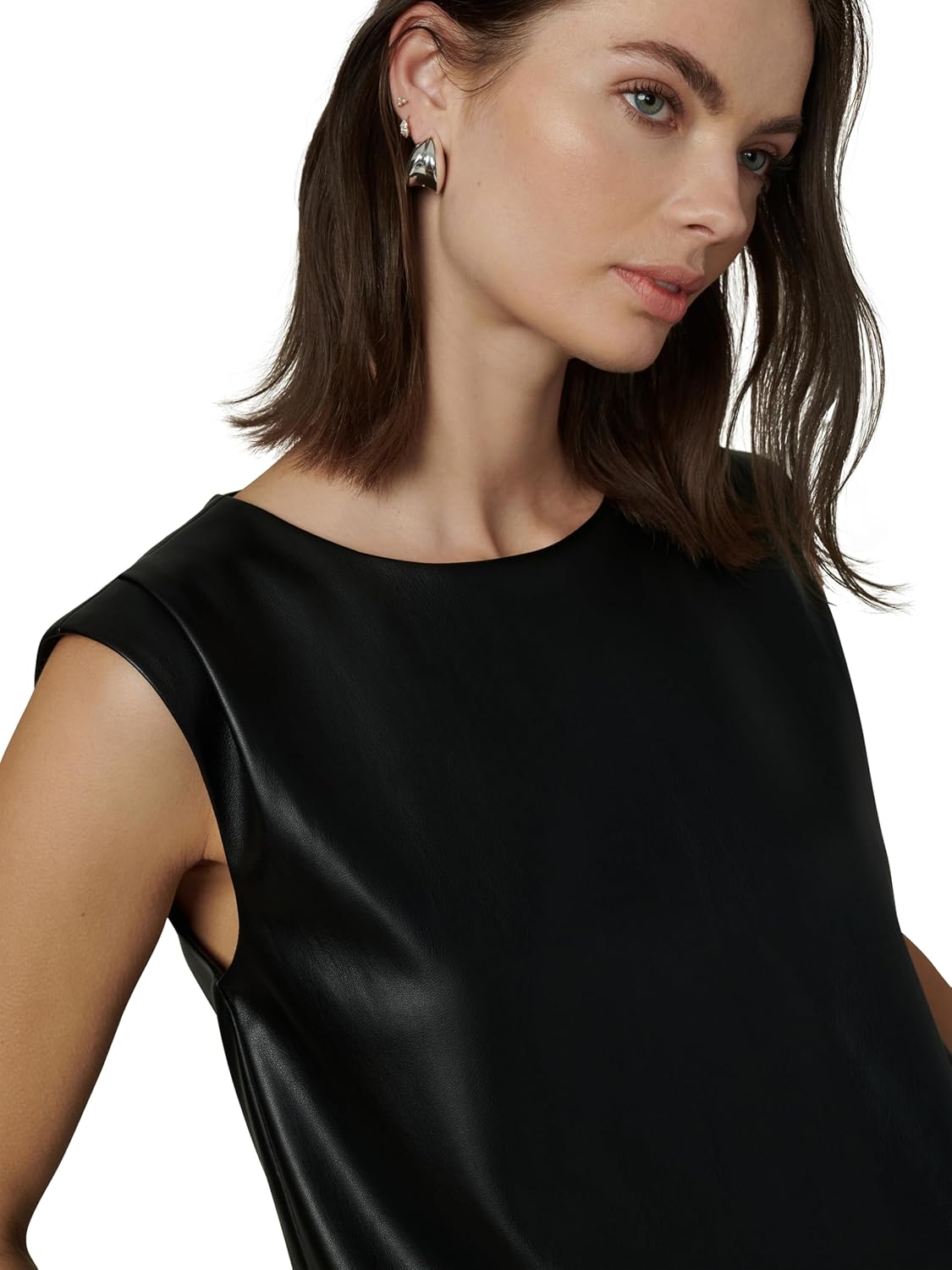 JOE'S JEANS Women's The Maeve Vegan Leather Sleeveless Tee - Image 4