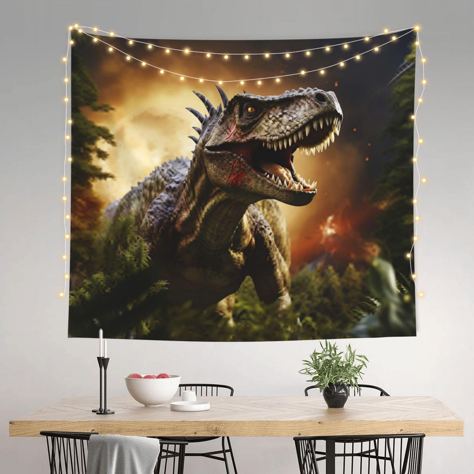 HJKJKKJ Tapestry 152 X 130 CM Aesthetic Wall Tapestrys for Bedroom Dinosaur in the Forest Tapestries Hanging Wall Art Blanket Home Decor Tapestry for Living Room Dorm Office