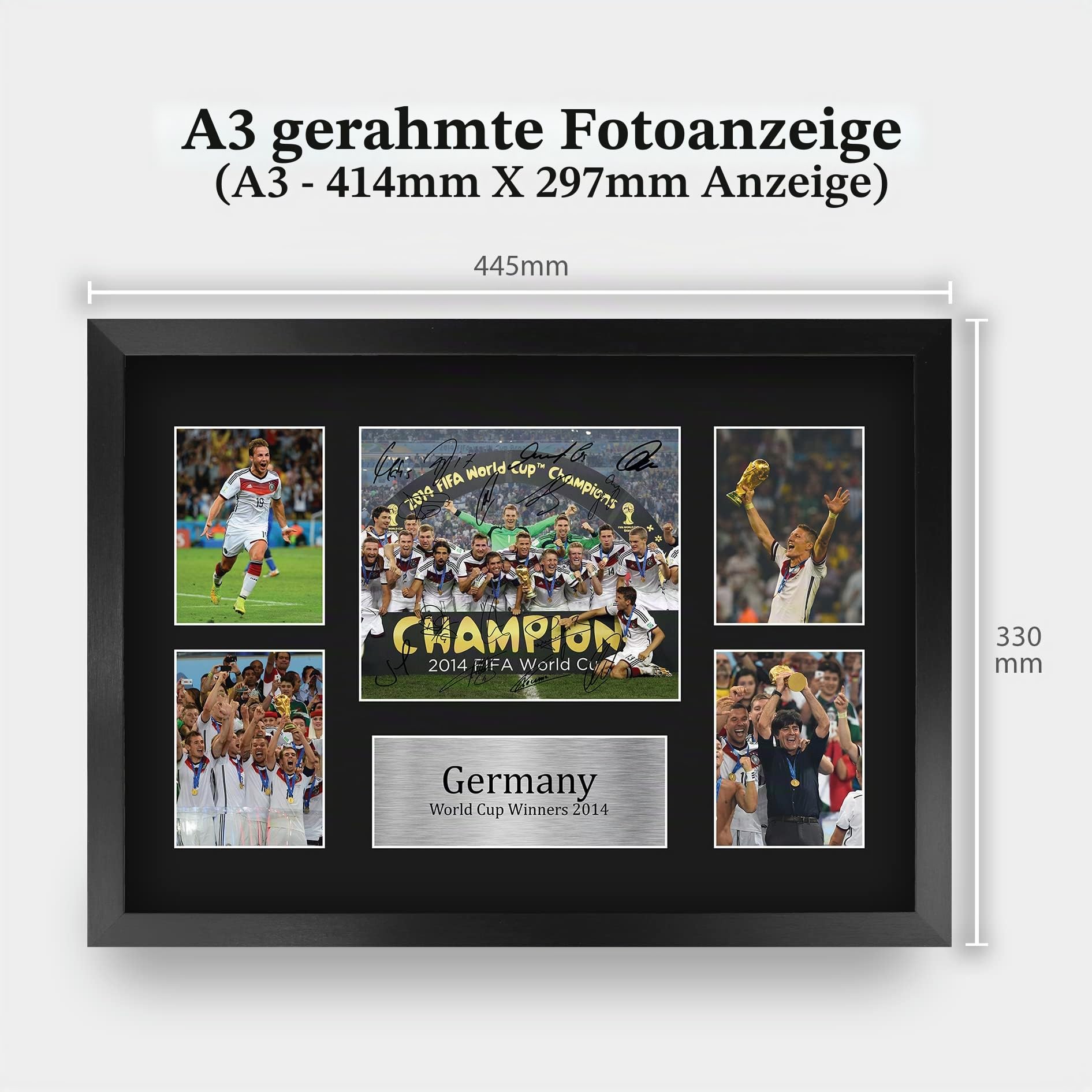 HWC Trading FR A3 Germany 2014 World Cup Winners Gedruckte Erinnerungsstücke Signiert Autogramm Foto Display Für Fußball-Fans Und Unterstützer - A3 Eingerahmt