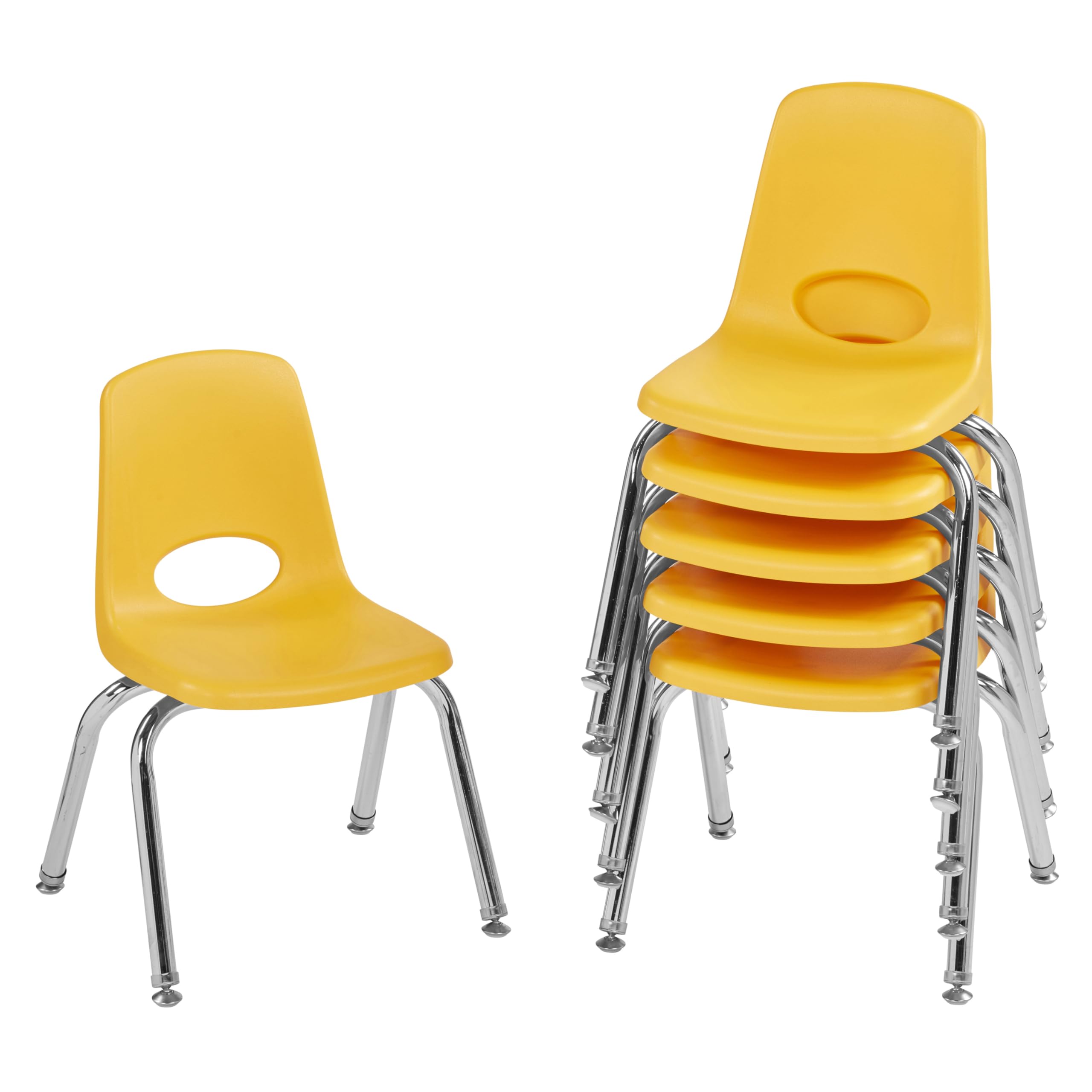 FDP 12" School Stack Chair with Swivel Glides, Yellow, 6-Pack, 10360-YE