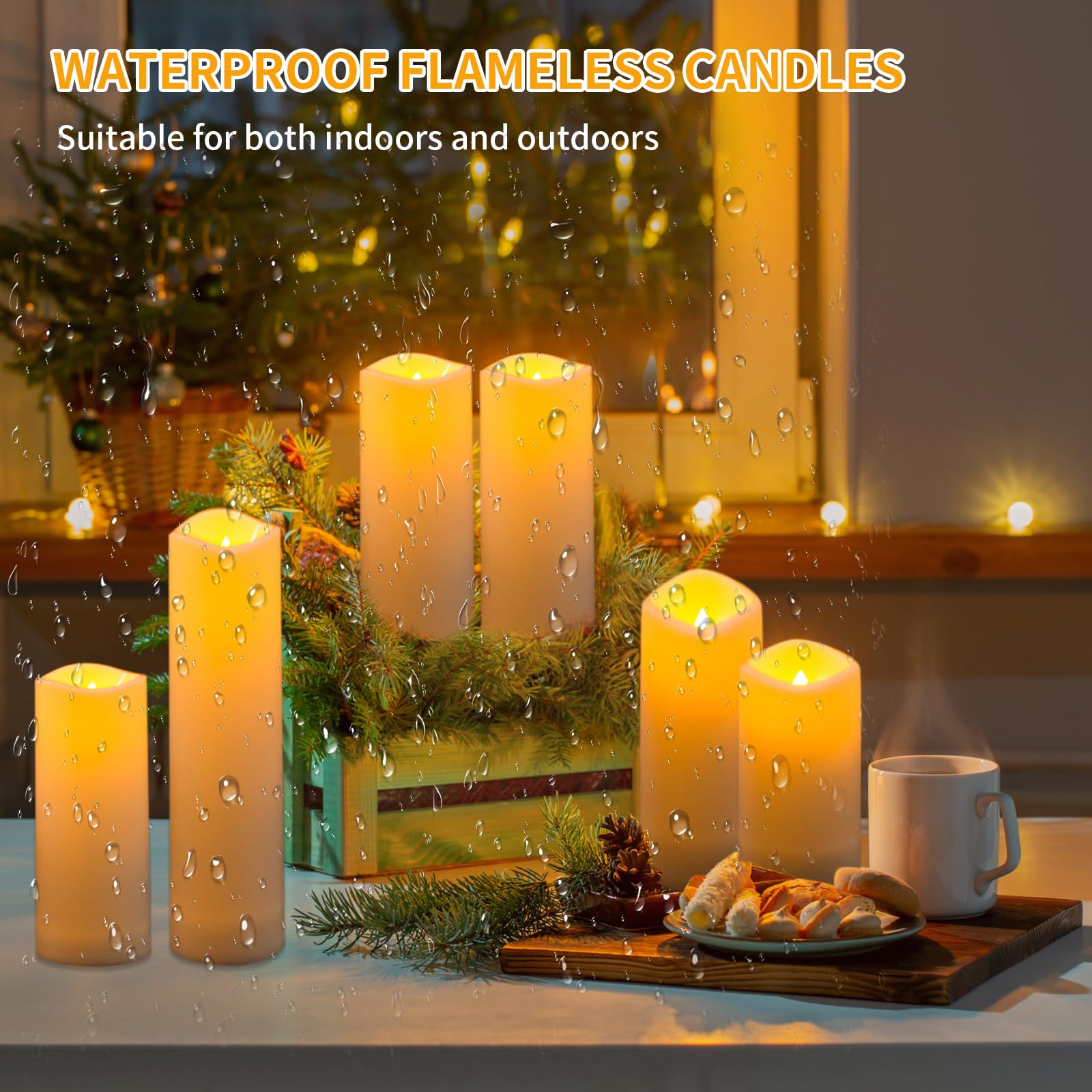 Candele a LED, set di 12 candele senza fiamma, per esterni, impermeabili, senza fiamma, con telecomando a 10 tasti, funzione timer, candele a batteria, candele a LED