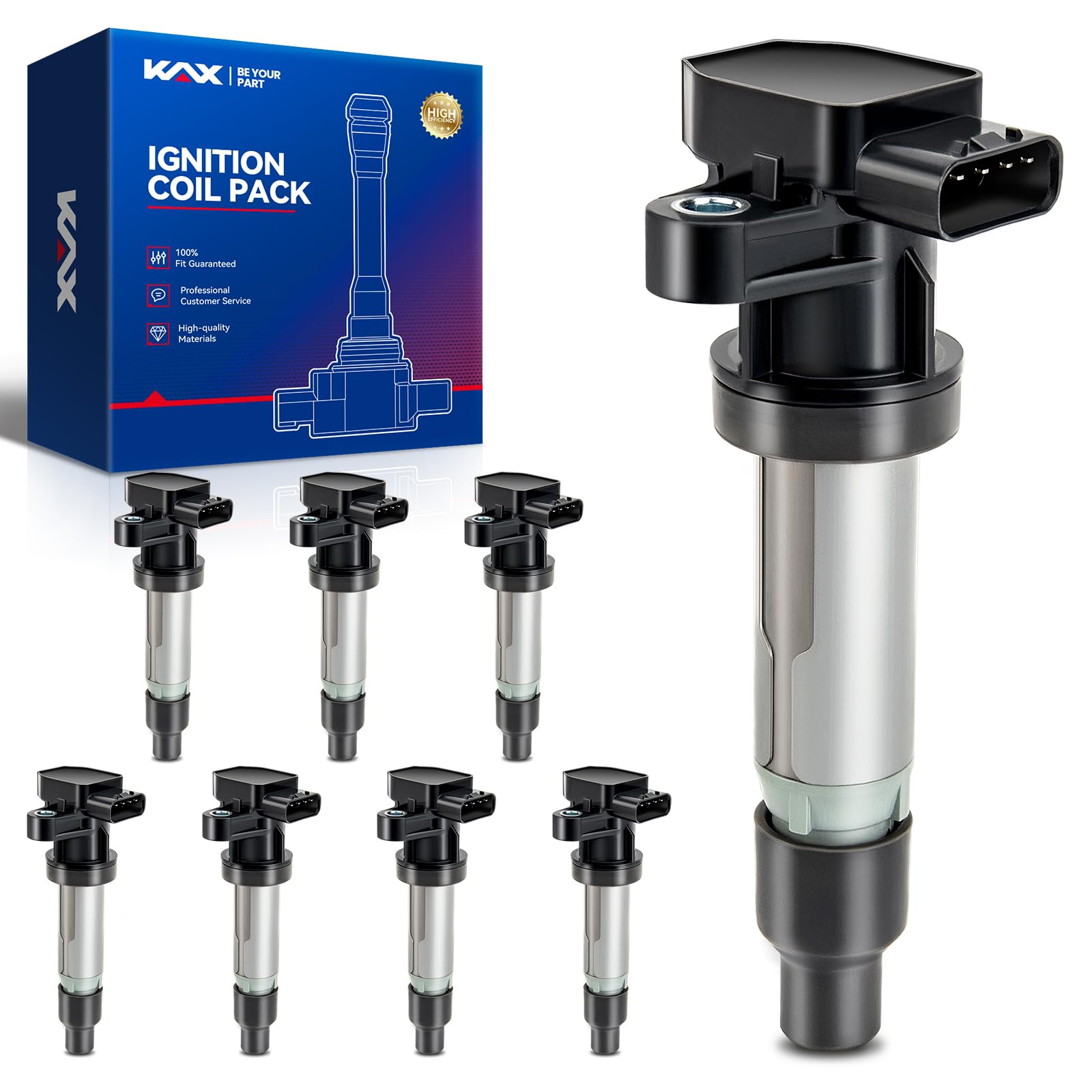 KAX Pack of 8 UF543 Ignition Coil Set for Cadillac DTS 2007-2011, Buick Lucerne 2007-2011 4.6L, Cadillac STS 2007-2010 4.6L, 2007-2009 4.4L, SRX 2007-2009 4.6L, XLR 2007-2009, UF543