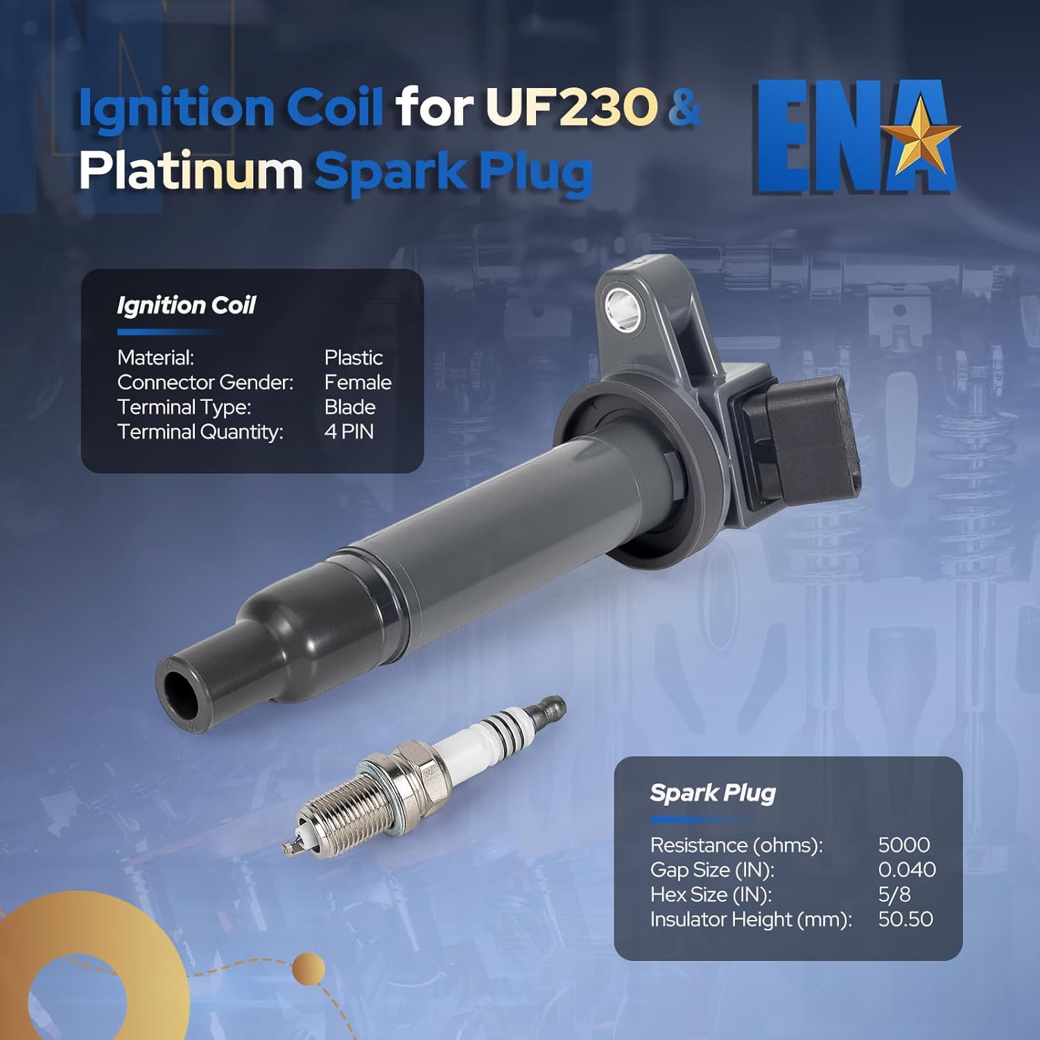 Set of 8 UF230 Ignition Coil 4504 Spark Plugs V8 Compatible with Toyota Tundra Sequoia Land Cruiser 4Runner, Lexus GS430 GX470 LS430 LX470 SC430 2000 2001 2002 2003 2004 2005 2006 2007 2008 2009