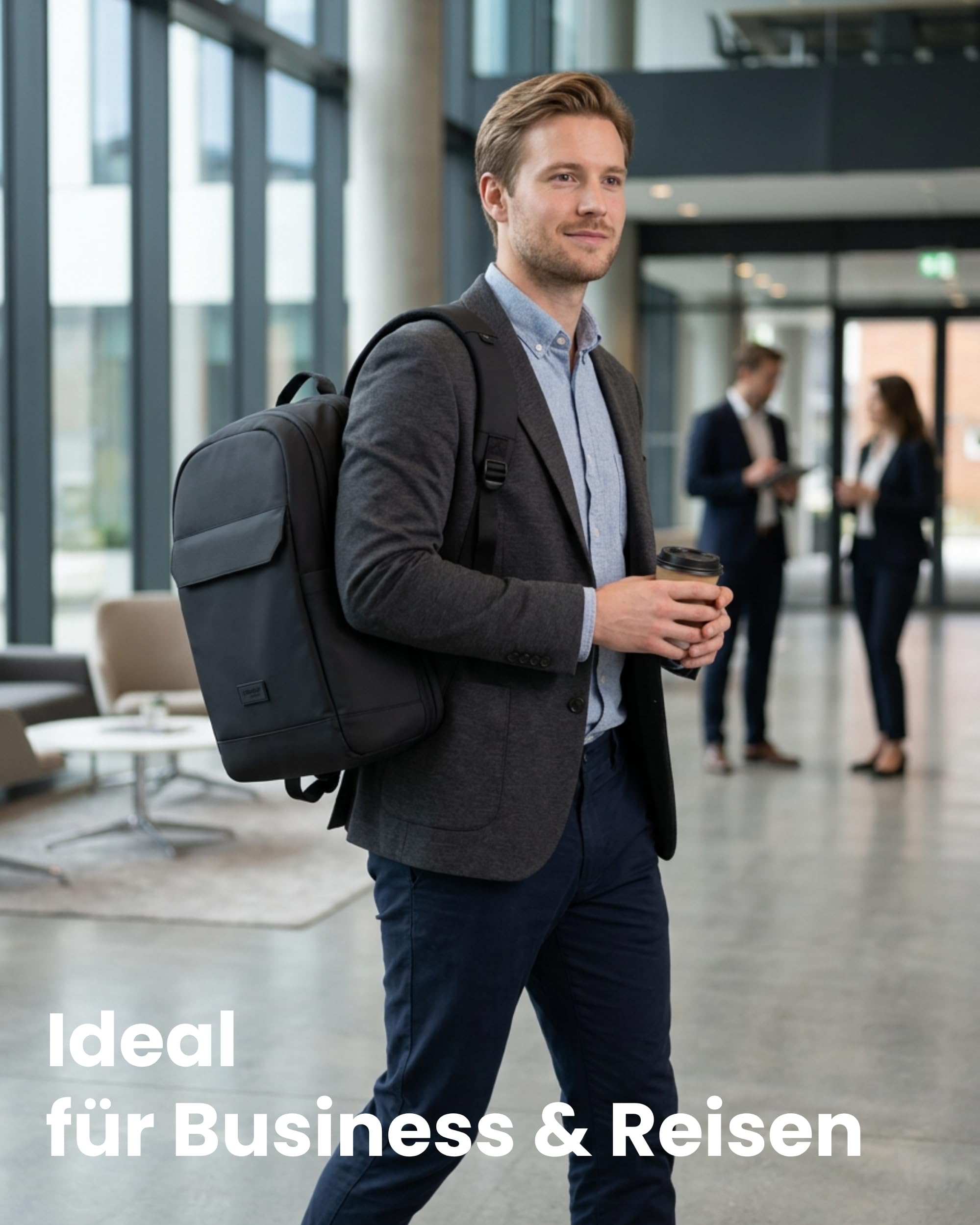 LARKSON Business Laptop Rucksack Herren Beige - Bjarne Small - Kleiner Arbeitsrucksack mit 16 Zoll Laptopfach - Handgepäck mit Anti-Diebstahl-Loops - Wasserabweisend