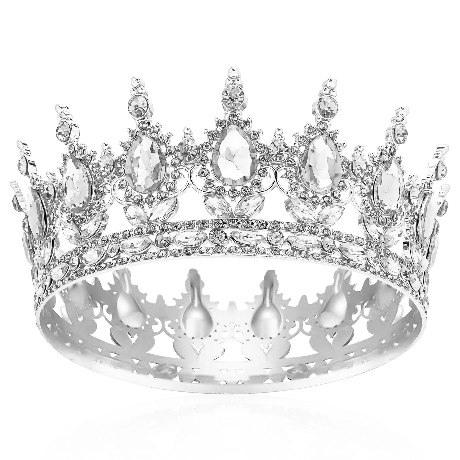 Silver Crown for Women Crystal Wedding Tiaras for Womens Rhinestones Adult Queen Crowns for Cake Topper Decorations Hair Accessories for Birthday Party Bridal Prom Costume Cosplay