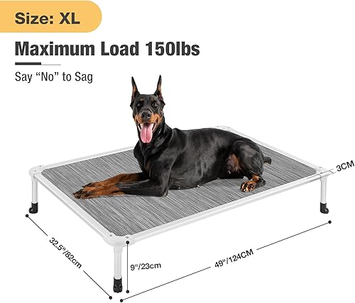 Miniatura 3 de Veehoo Chew Proof Elevated Dog Bed - Cooling Raised Pet Cot - Silver Aluminum Frame and Durable Textilene Mesh Fabric, Unique Designed No-Slip Feet