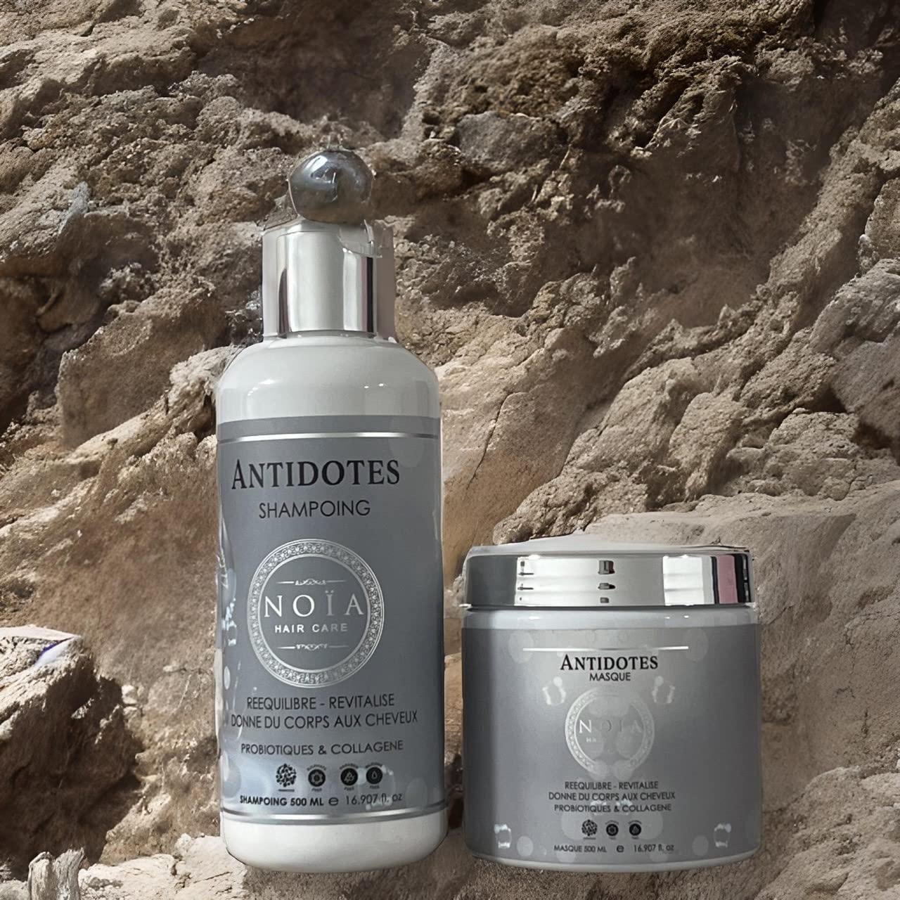 NOÏA HAIR Duo Shampoing & Masque Antidotes Probiotiques & Collagène 500 ml – Routine Capillaire Réparatrice, Hydratante & Anti-Casse – Cheveux Sensibilisés et Déséquilibrés