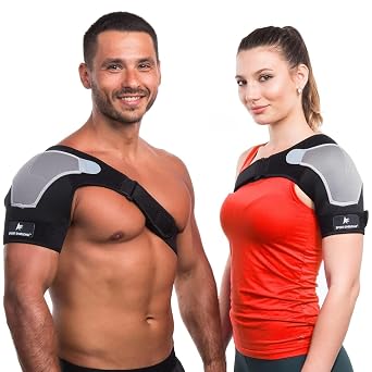 Rotator Cuff Shoulder Brace for Pain Relief & Support - Adjustable Arm Sling Immobilizer for Torn Rotator Cuff, Shoulder Injury, Post-Surgery Recovery - Compression Support Sleeve for Men & Women S-M