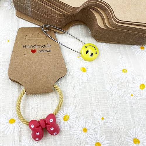 Miniatura 2 de Tarjetas de exhibición de pulsera, 100 collares, tarjetas autoadhesivas, embalaje de joyas para pequeñas empresas, tarjetas de papel kraft para