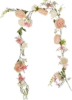Lvydec 6ft Artificial Silk Peony Garland with Champagne & White Flowers - Wedding Party Table Runner Decor