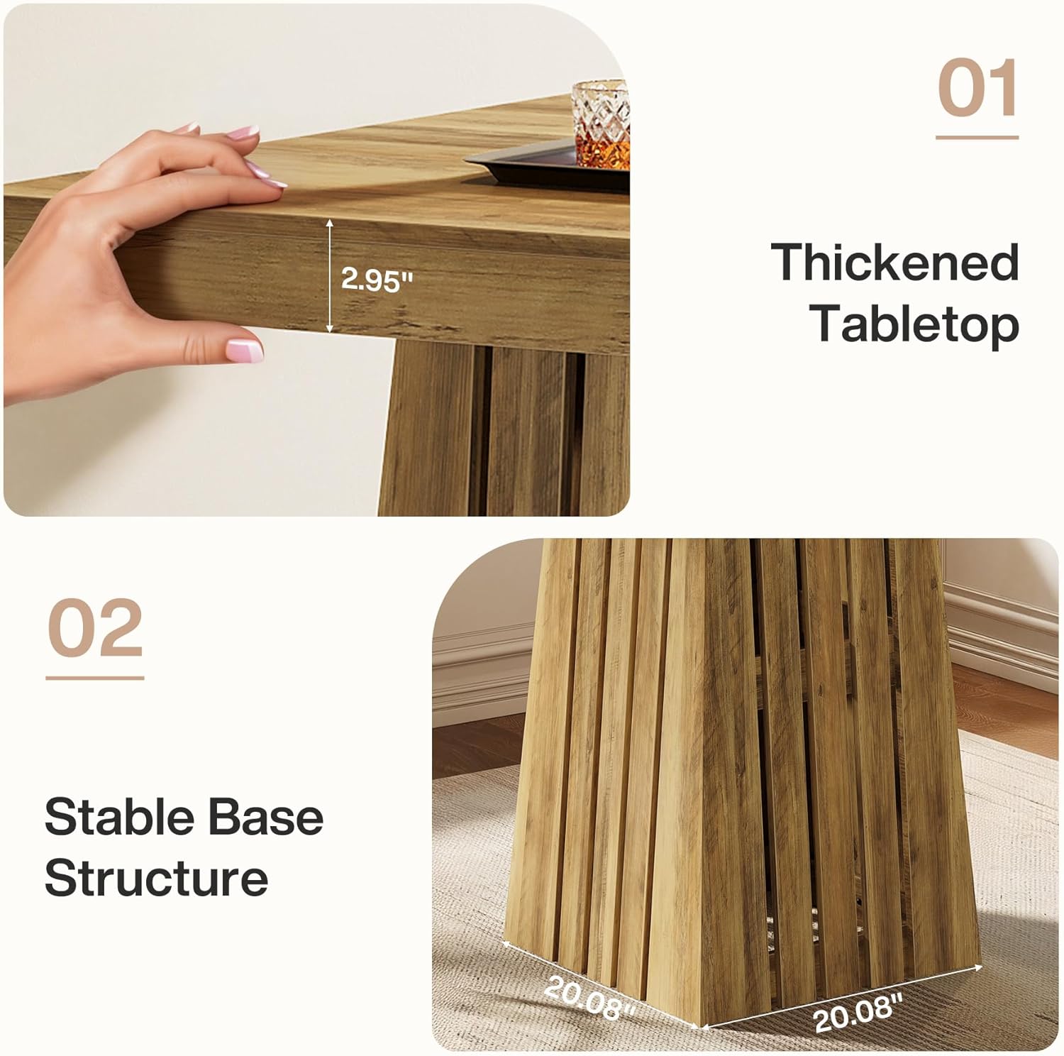 Tribesigns Bar Table, 37.4" High Square Pub Table for Dining Room, Kitchen, Cocktail, Coffee, Living Room, Small Space, Brown