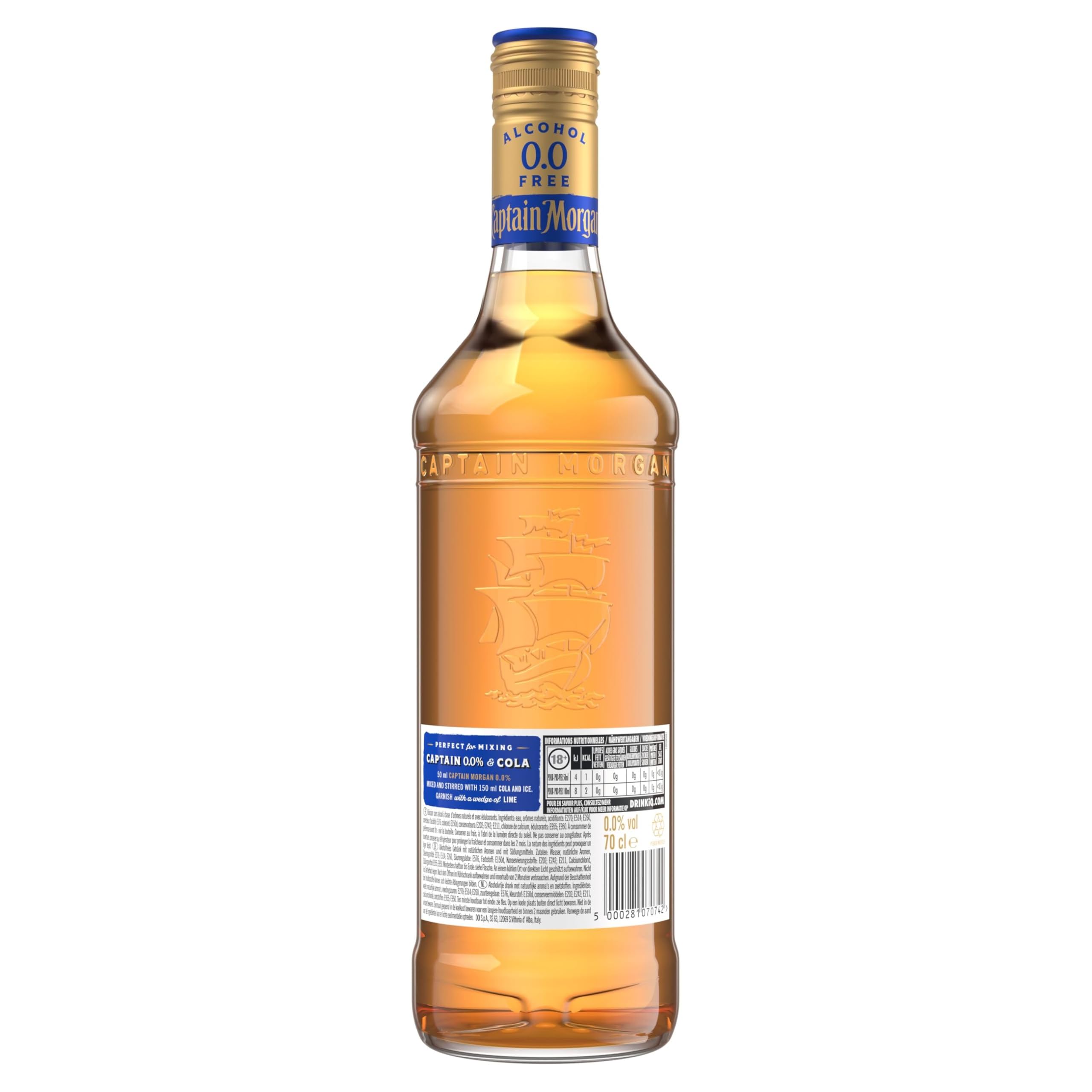 Captain Morgan Spiced Gold 0.0%| Alkoholfrei|fein würzig | karibisches Flair | Rum Alternative für alkoholfreie Drinks & Cocktails |700ml (Packung mit 6)