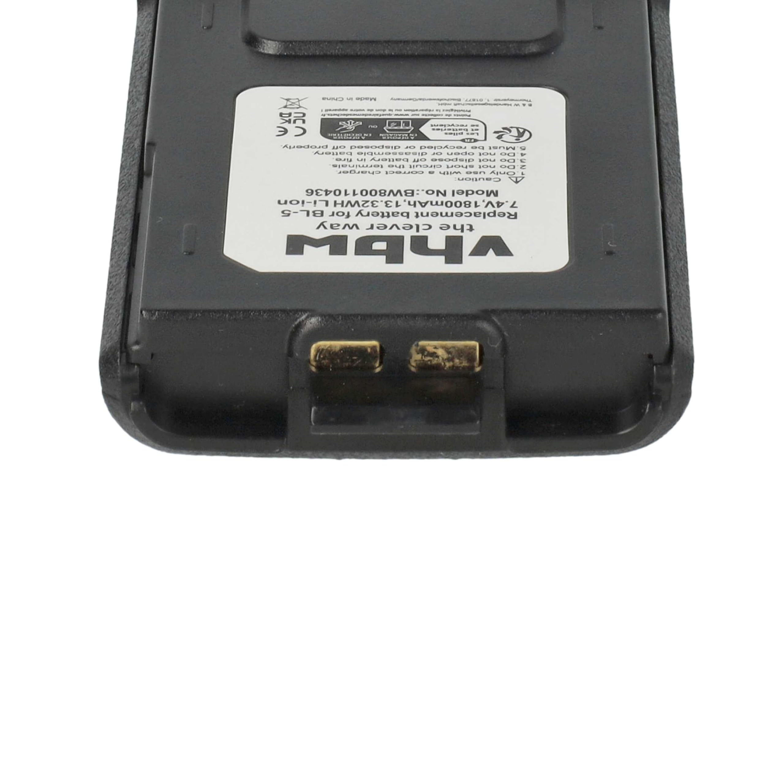 vhbw 2X Batterie Compatible avec Baofeng UV-5R, BF-F8, UV-5RA, UV-5RE, BF-F9 Radio Talkie-walkie (1800mAh, 7,4V, Li-ION)